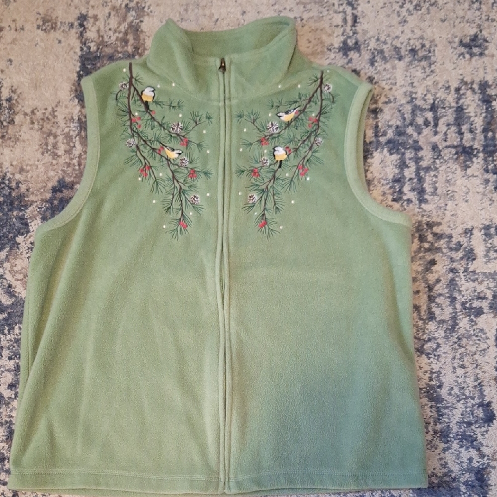 Baxter & Wells Women's Embroidered Fleece Full Zip Vest Size XL